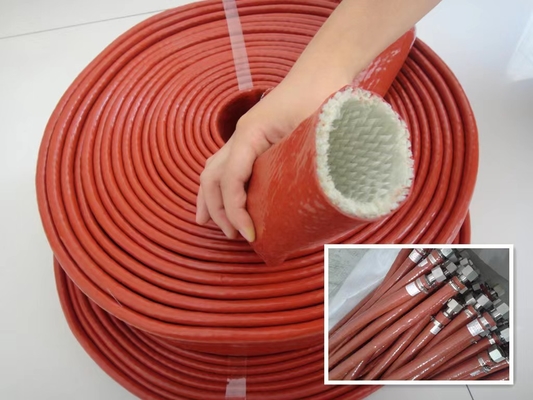 A borracha de silicone da resistência da chama revestiu a isolação térmica Sleeving da fibra de vidro