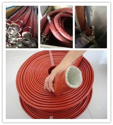 Fibra de vidro de alta temperatura da proteção trançada com a borracha de silicone revestida